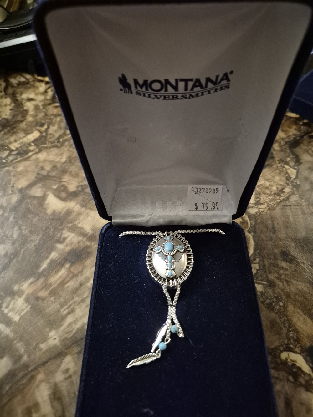 Montana Silversmiths Silver-tone Turquoise Accent Lariat Necklace